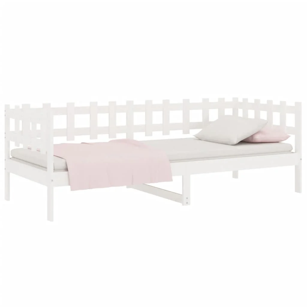 daybed uden madras 90x190 cm massivt fyrretræ hvid - Image 3
