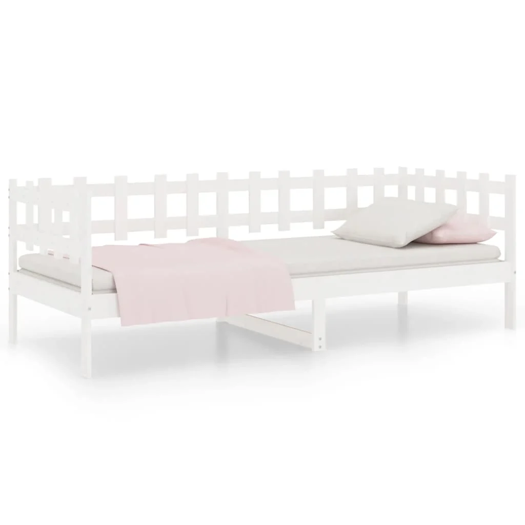 daybed uden madras 90x200 cm massivt fyrretræ hvid - Image 2