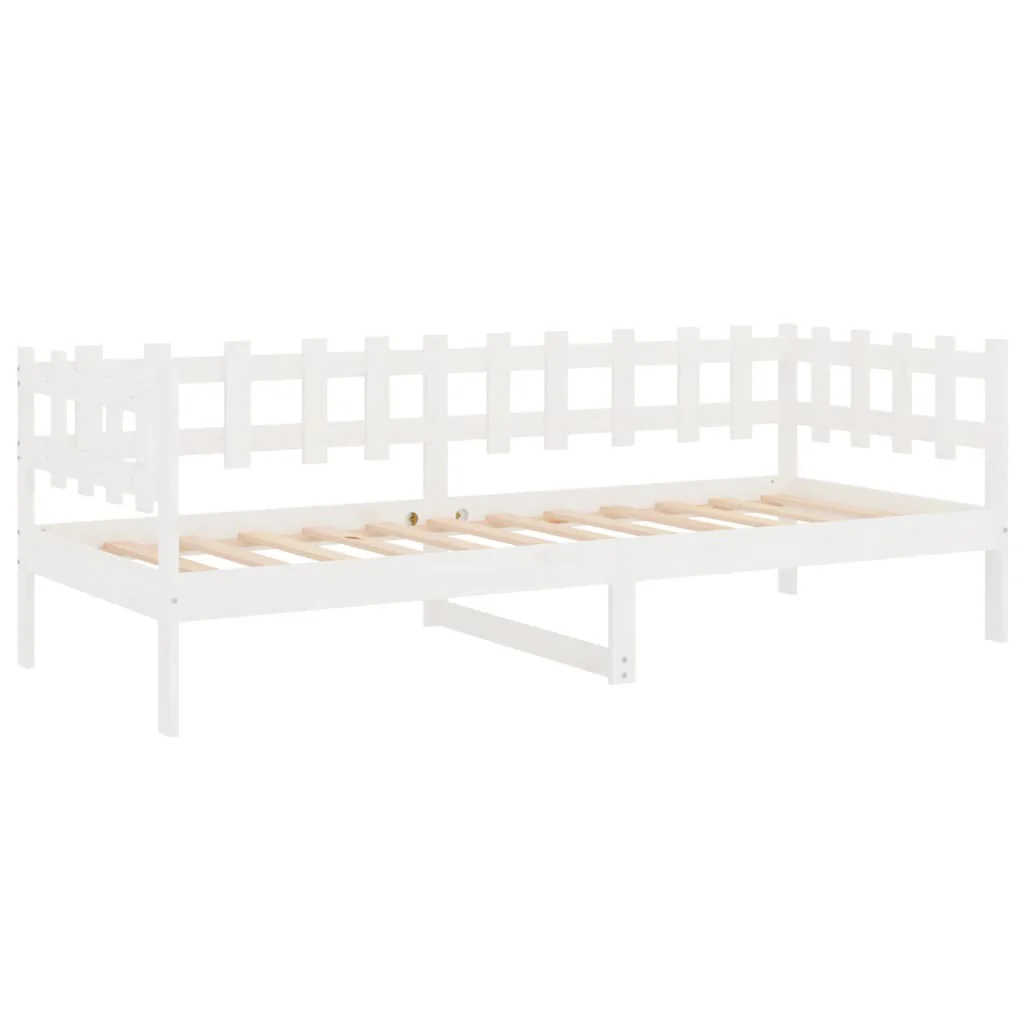 daybed uden madras 90x200 cm massivt fyrretræ hvid - Image 7