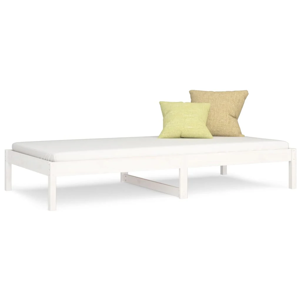 daybed uden madras 90x200 cm massivt fyrretræ hvid - Image 2