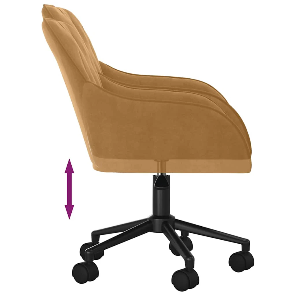 drejelig kontorstol fløjl brun - Image 6