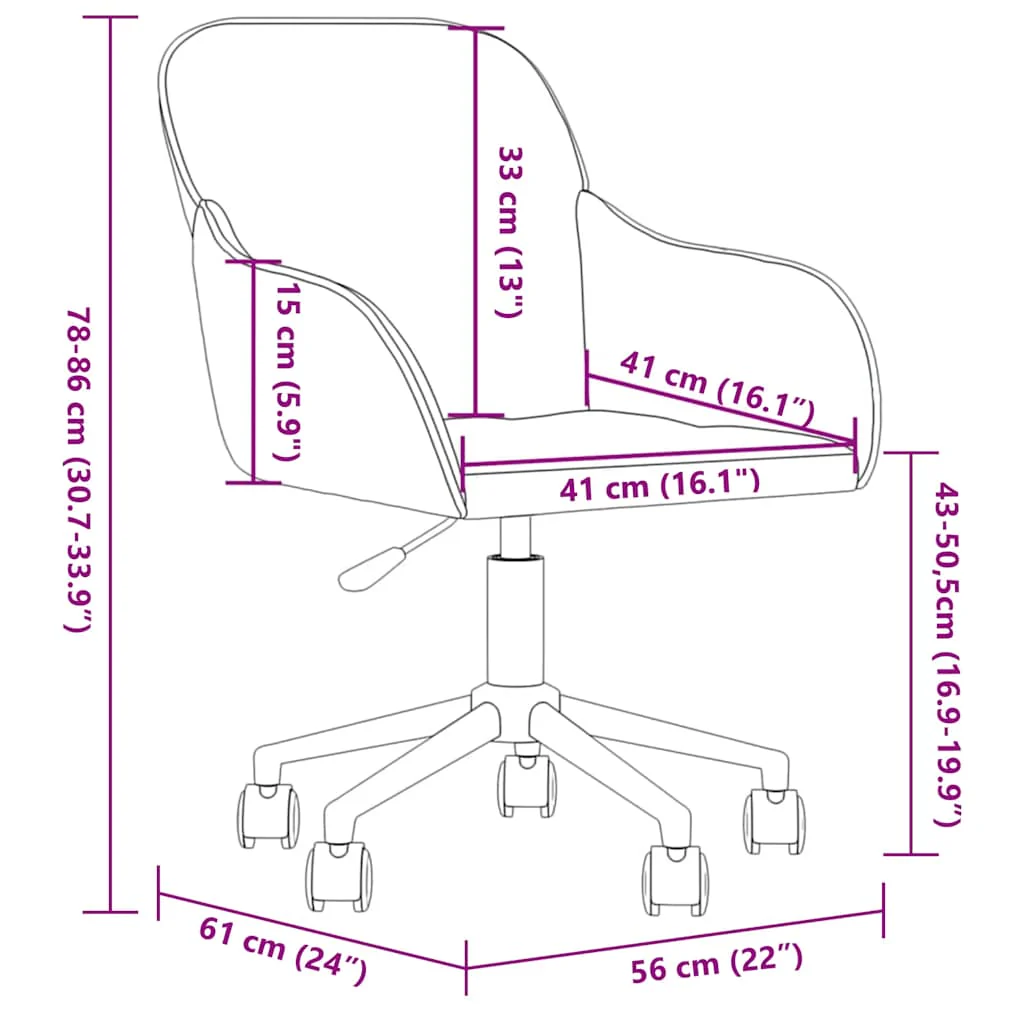 drejelig kontorstol fløjl vinrød - Image 8