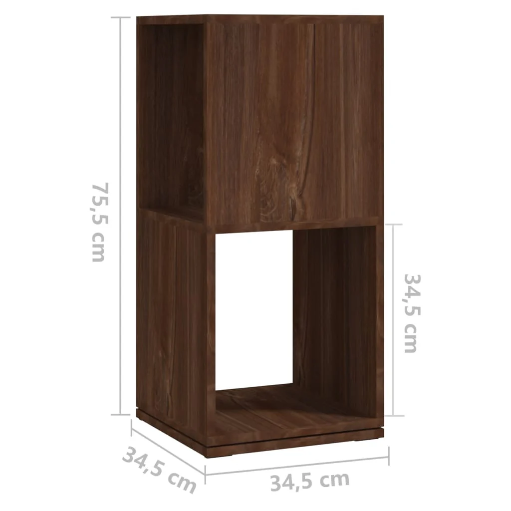 drejelig reol 34,5x34,5x75,5 cm konstrueret træ brun egetræ - Image 7