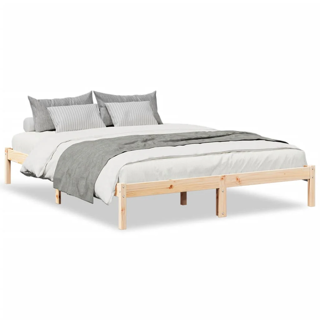 ekstra lang sengeramme uden madras 140x210 cm massivt fyrretræ - Image 2