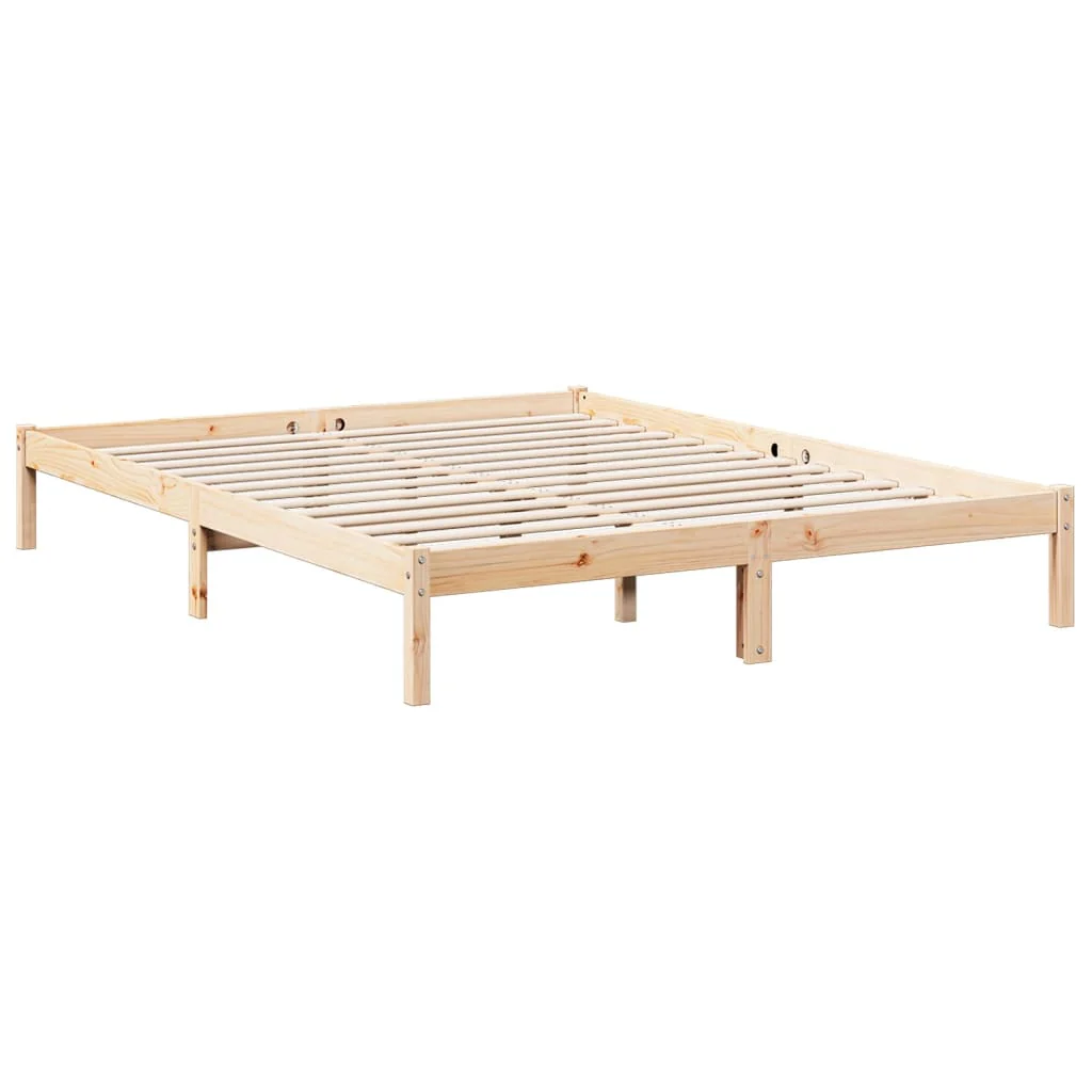 ekstra lang sengeramme uden madras 140x220 cm massivt fyrretræ - Image 3