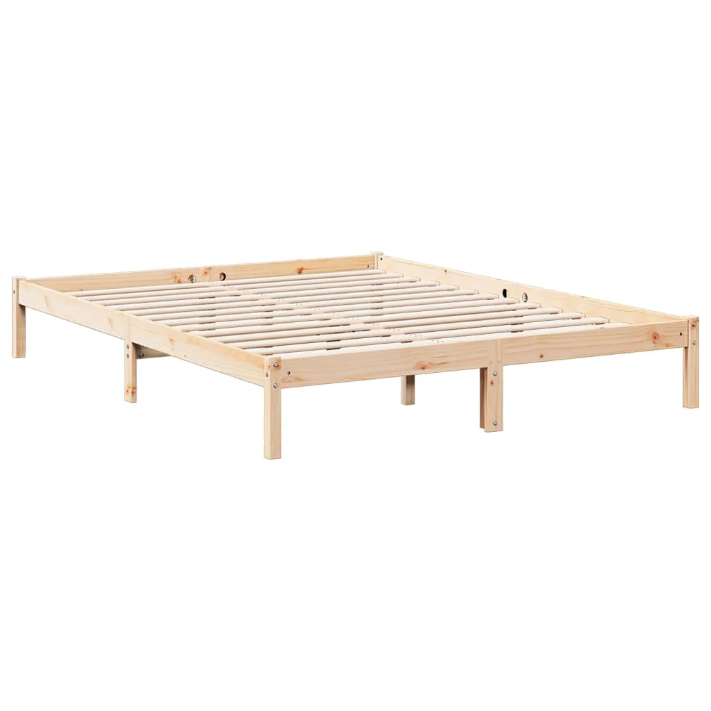 ekstra lang sengeramme uden madras 160x210 cm massivt fyrretræ - Image 6