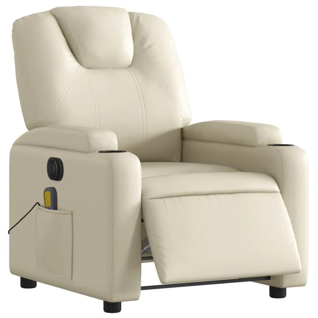 eldrevet massagestol kunstlæder cremefarvet - Image 3