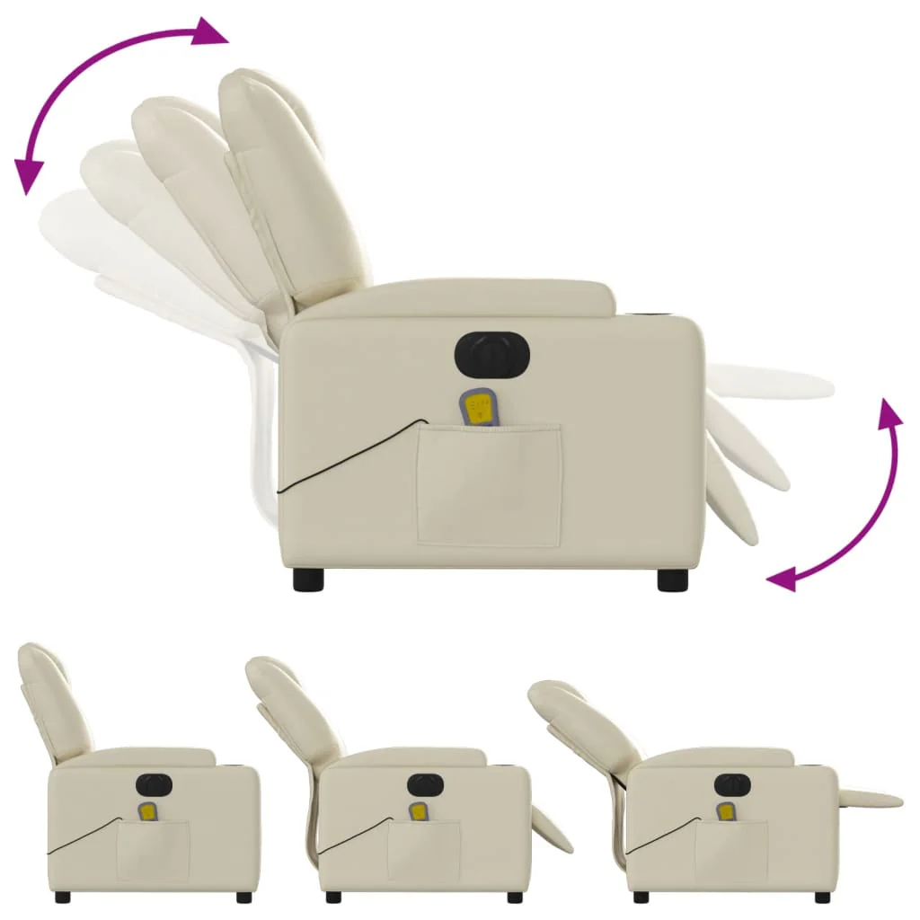 eldrevet massagestol kunstlæder cremefarvet - Image 7