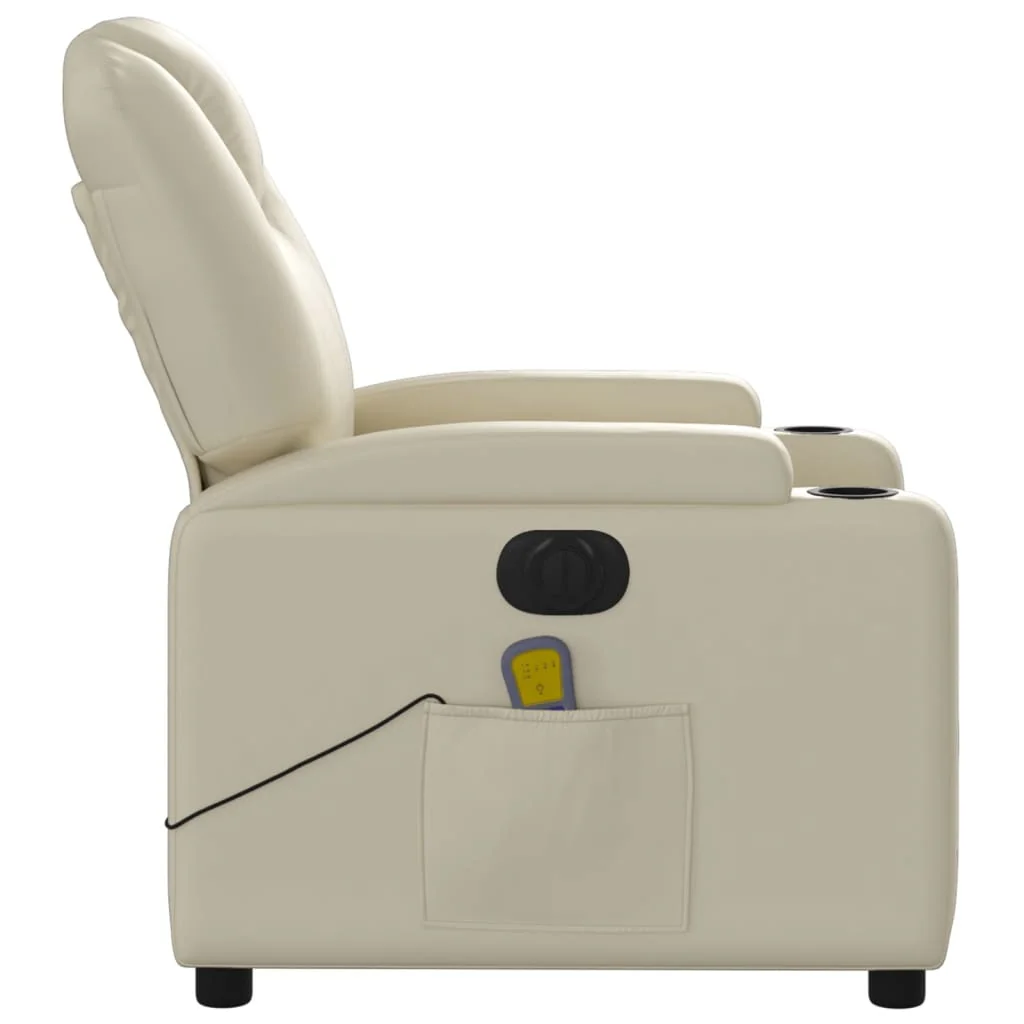 eldrevet massagestol kunstlæder cremefarvet - Image 9