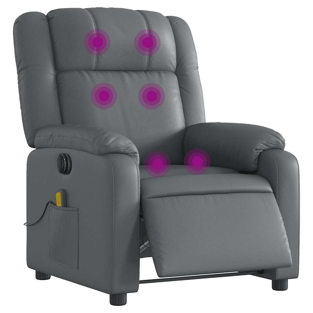 eldrevet massagestol kunstlæder grå - Image 3