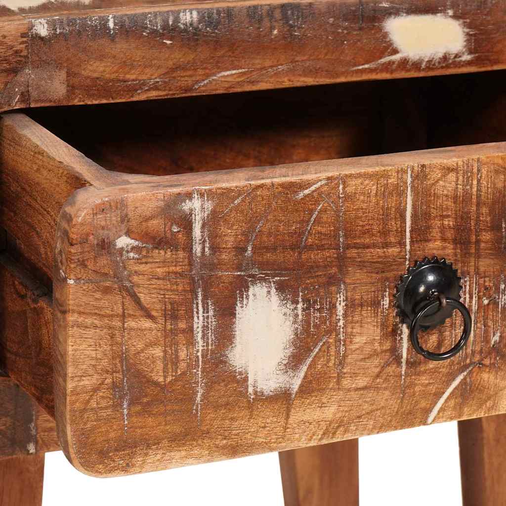 Endebord med skuffe Brun 40 x 32 x 46 cm Solid genbrugs træ - Image 10