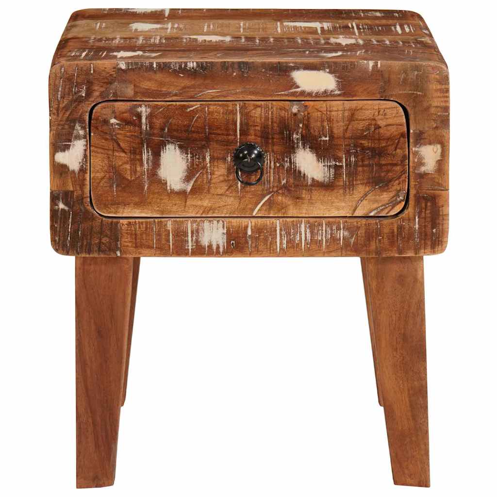 Endebord med skuffe Brun 40 x 32 x 46 cm Solid genbrugs træ - Image 5