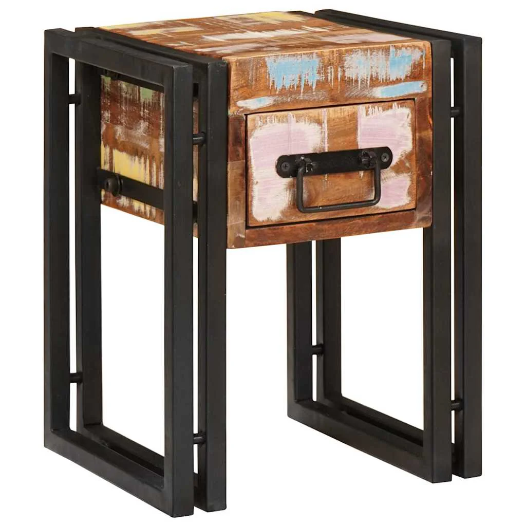 Endebord Mønstret og sort 30 x 30 x 40 cm Solid genbrugs træ - Image 2