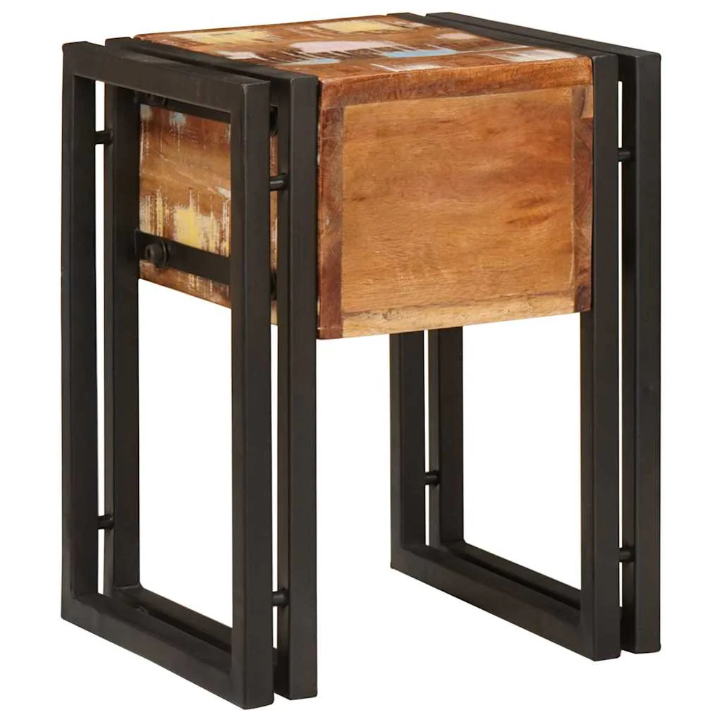 Endebord Mønstret og sort 30 x 30 x 40 cm Solid genbrugs træ - Image 7