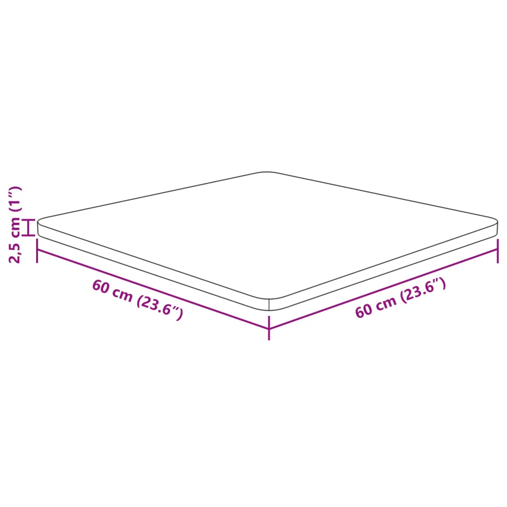 firkantet bordplade 60x60x2,5 cm behandlet massivt eg lysebrun - Image 4