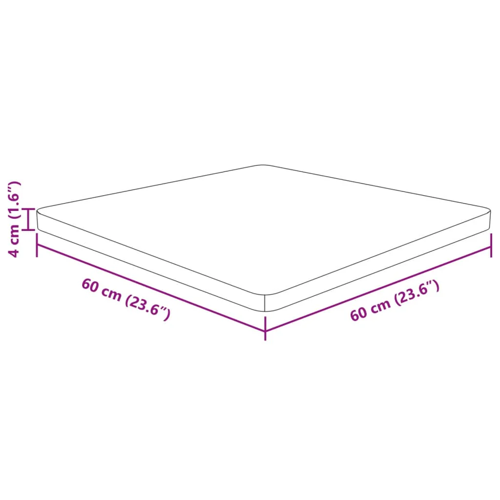 firkantet bordplade 60x60x4 cm ubehandlet massivt egetræ - Image 4