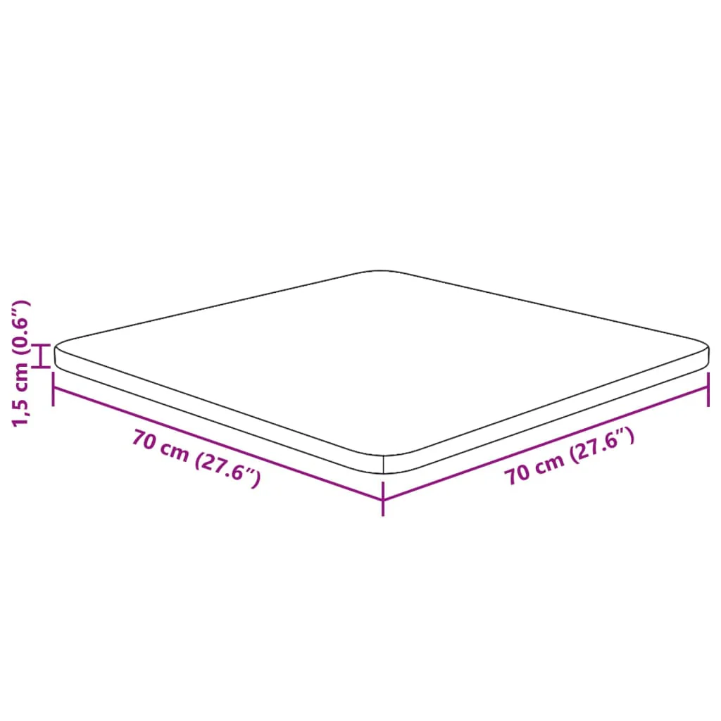 firkantet bordplade 70x70x1,5 cm behandlet massivt eg lysebrun - Image 4