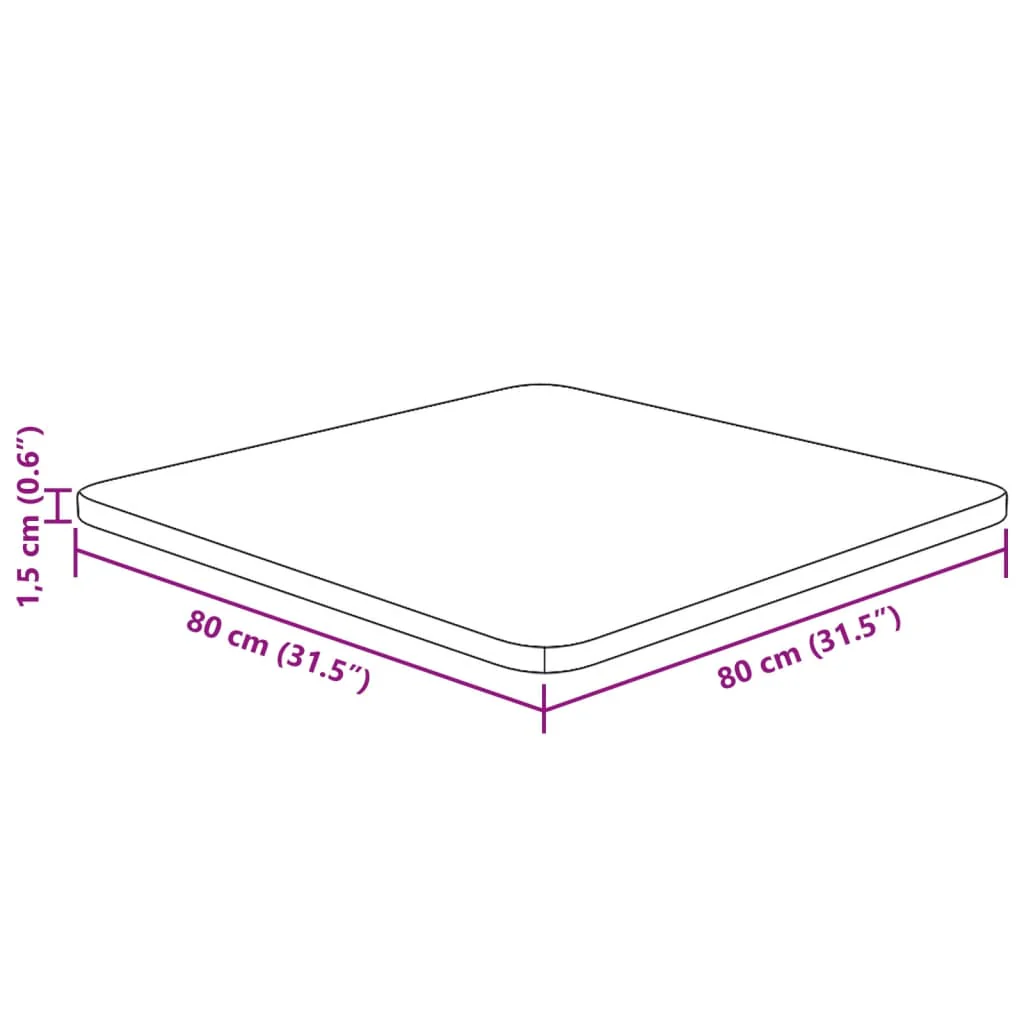 firkantet bordplade 80x80x1,5 cm behandlet massivt eg mørkebrun - Image 4