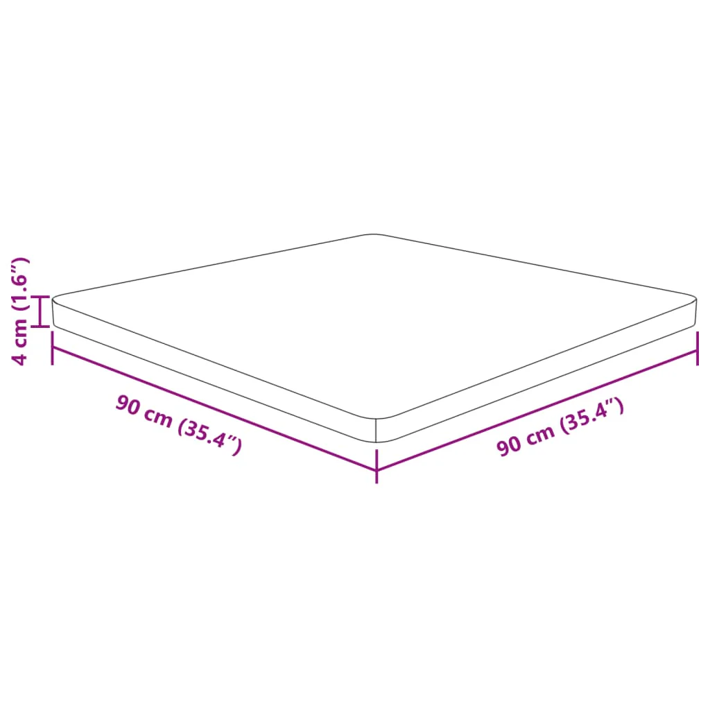 firkantet bordplade 90x90x4 cm behandlet massivt eg lysebrun - Image 4