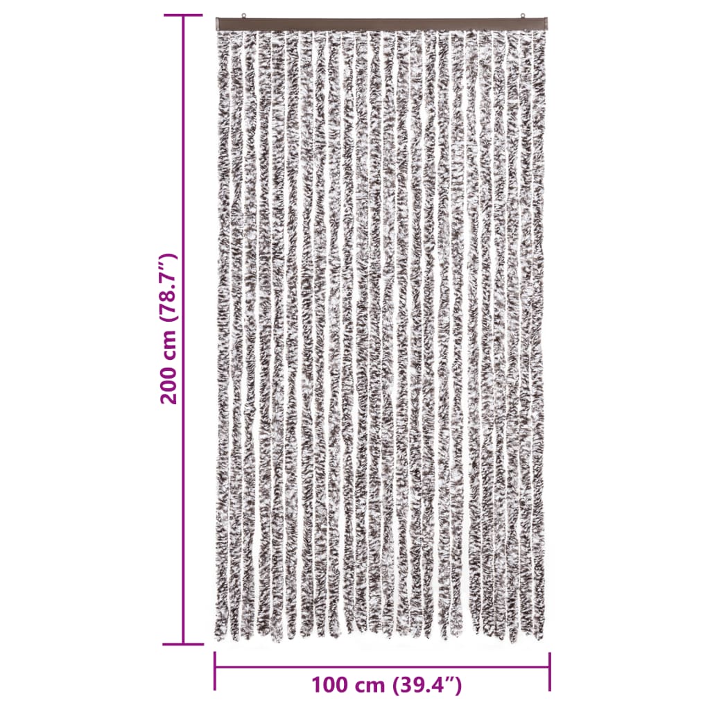 flueforhæng 100x200 cm chenille brun og beige - Image 7