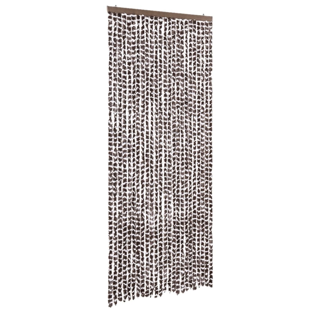 flueforhæng 100x200 cm chenille brun og hvid - Image 2