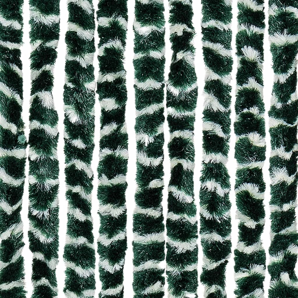 flueforhæng 100x200 cm chenille grøn og hvid - Image 5