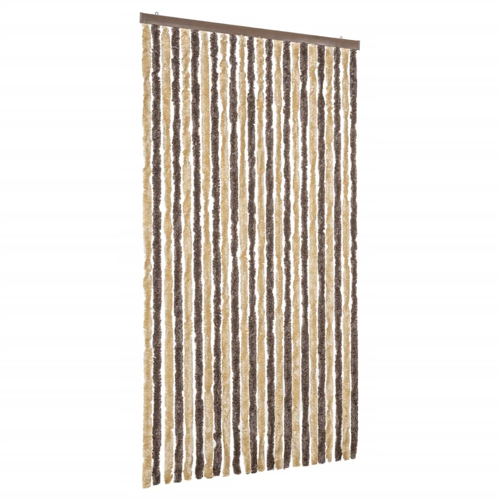 flueforhæng 100x200 cm chenille mørkebrun og beige - Image 2