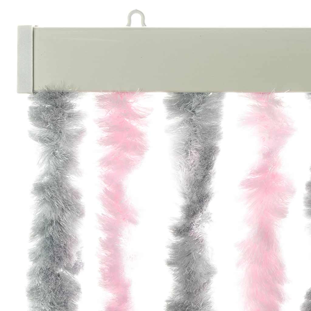 flueforhæng 100x200 cm chenille sølvgrå og lyserød - Image 4