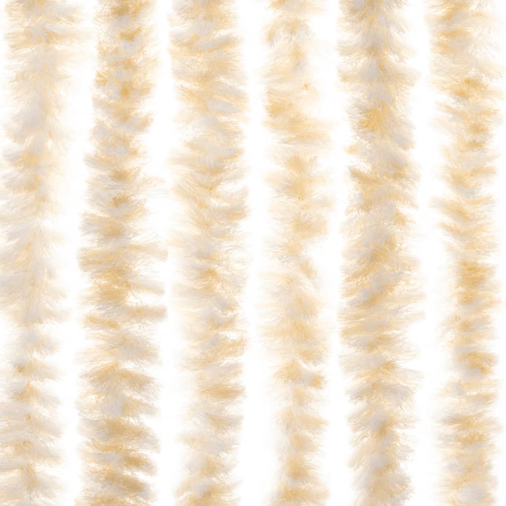 flueforhæng 100x220 cm chenille beige og hvid - Image 6