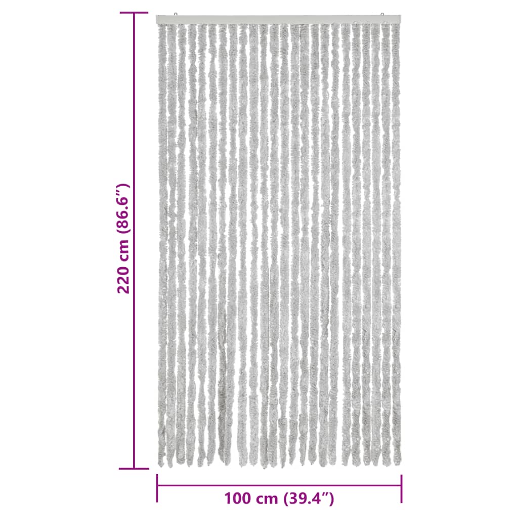 flueforhæng 100x220 cm chenille grå - Image 7