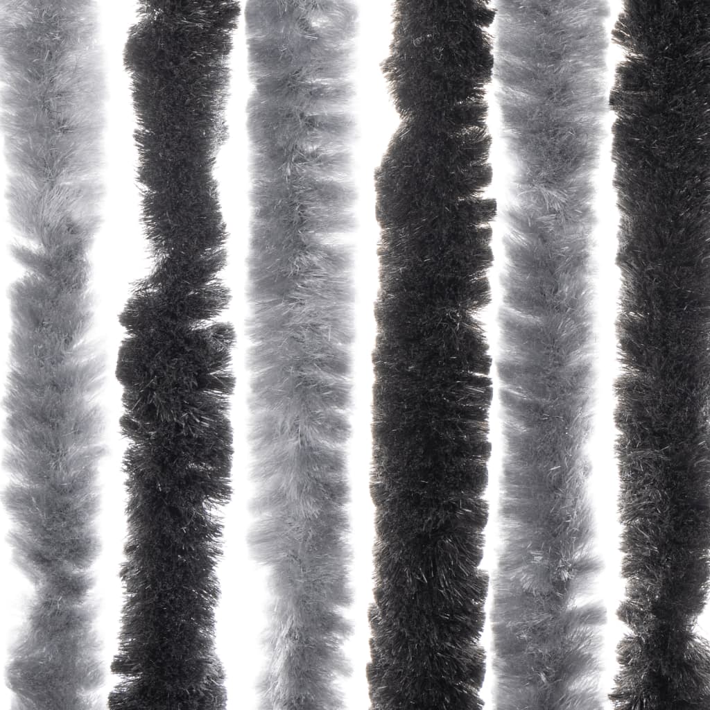 flueforhæng 100x220 cm chenille grå og sort - Image 6