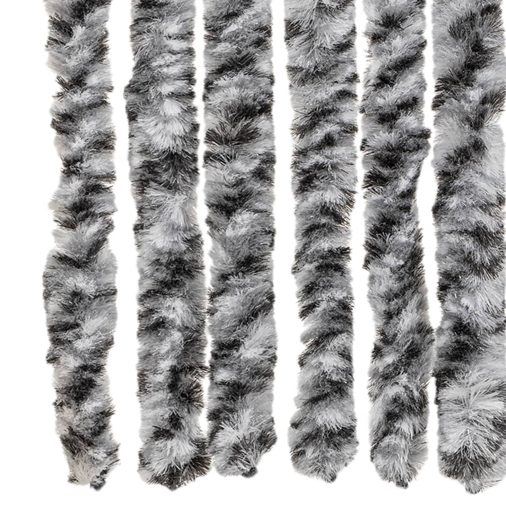 flueforhæng 100x220 cm chenille grå + sort og hvid - Image 5