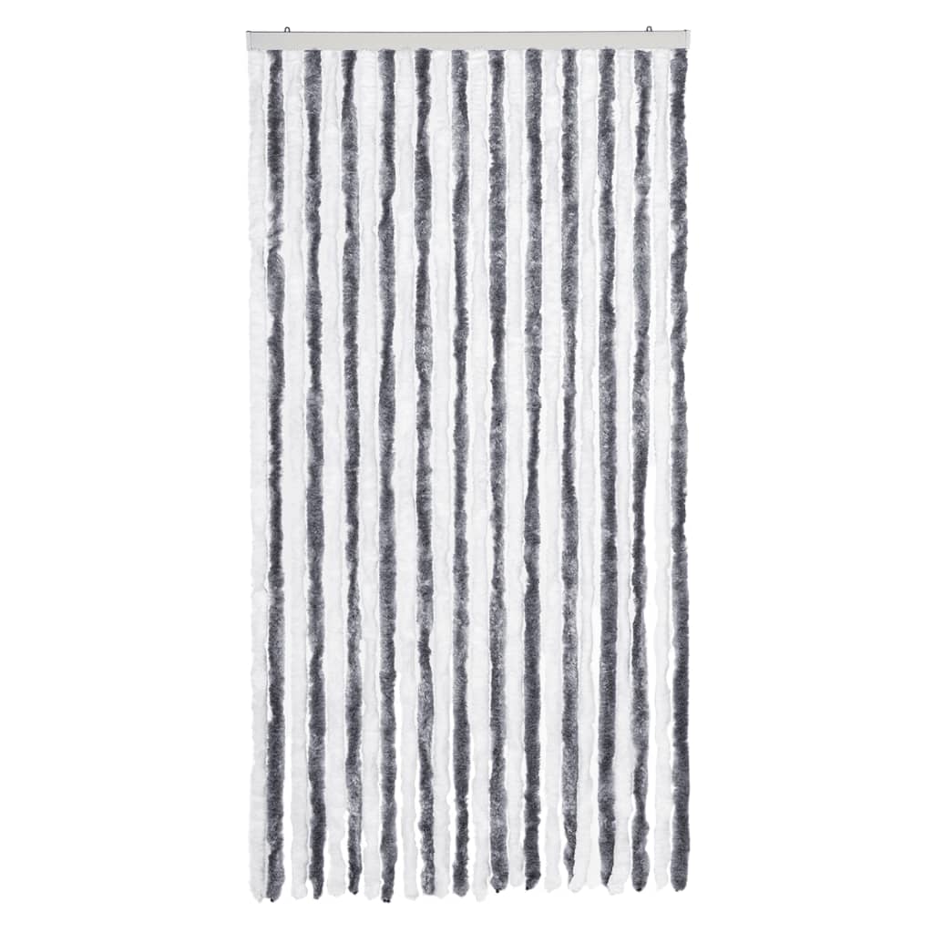 flueforhæng 100x230 cm chenille grå og hvid - Image 3