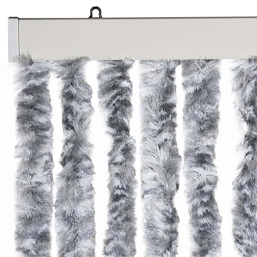 flueforhæng 100x230 cm chenille grå og hvid - Image 4