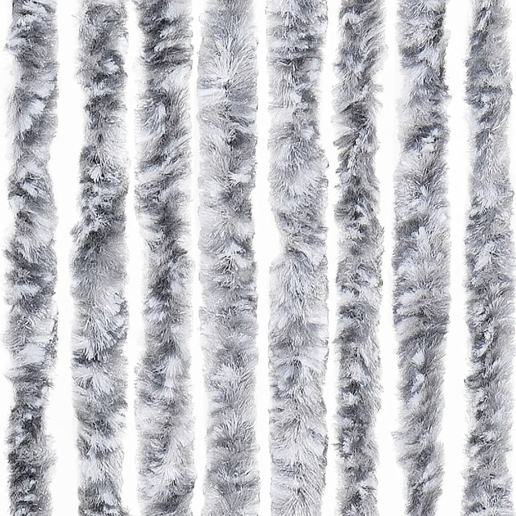 flueforhæng 100x230 cm chenille grå og hvid - Image 5