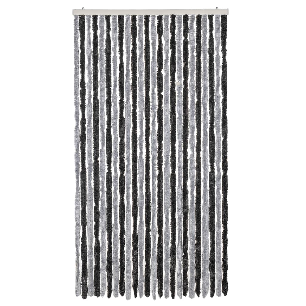 flueforhæng 100x230 cm chenille grå og sort - Image 3