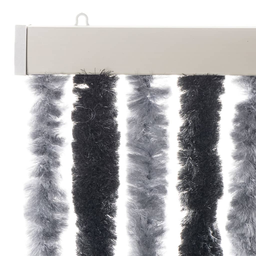 flueforhæng 100x230 cm chenille grå og sort - Image 4