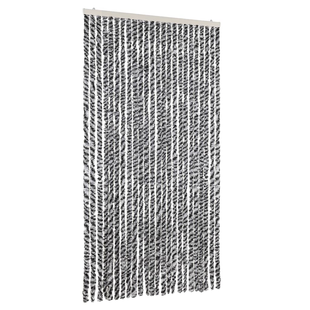 flueforhæng 100x230 cm chenille grå + sort og hvid - Image 2