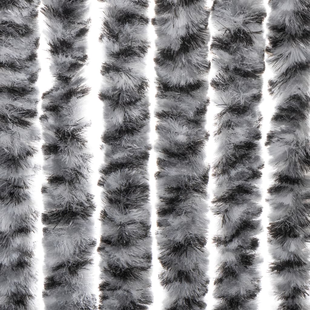 flueforhæng 100x230 cm chenille grå + sort og hvid - Image 6