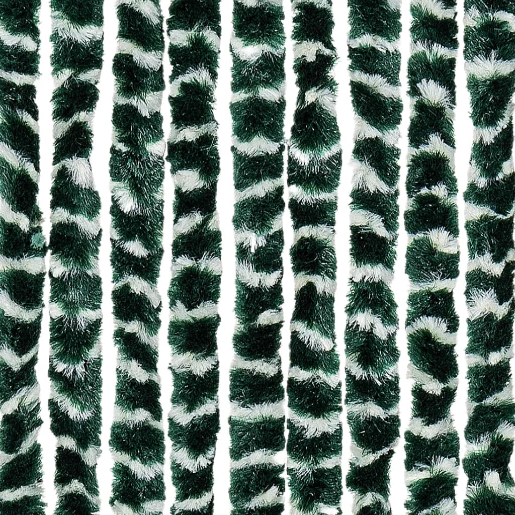 flueforhæng 100x230 cm chenille grøn og hvid - Image 5