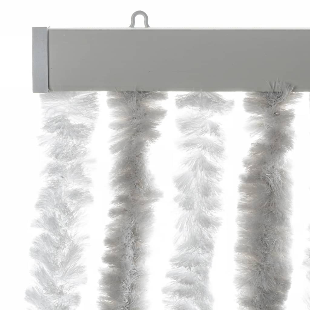 flueforhæng 100x230 cm chenille lysegrå og hvid - Image 4