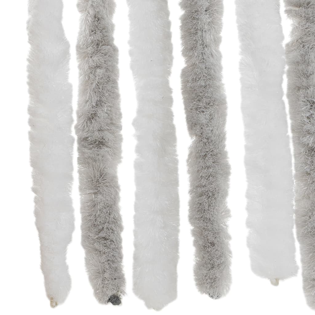 flueforhæng 100x230 cm chenille lysegrå og hvid - Image 5