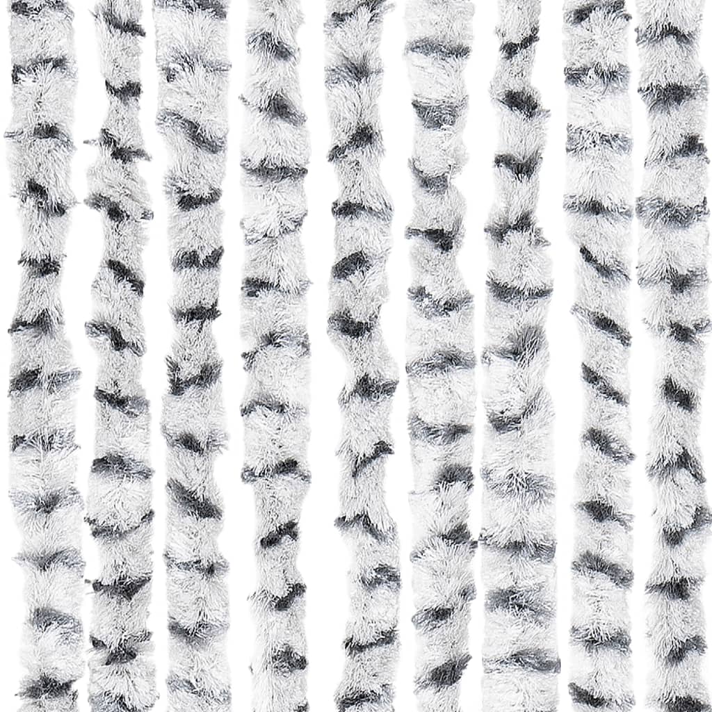 flueforhæng 100x230 cm chenille lysegrå og mørkegrå - Image 5