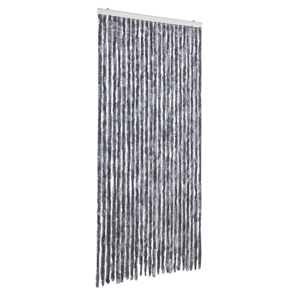flueforhæng 100x230 cm chenille sølvfarvet - Image 2