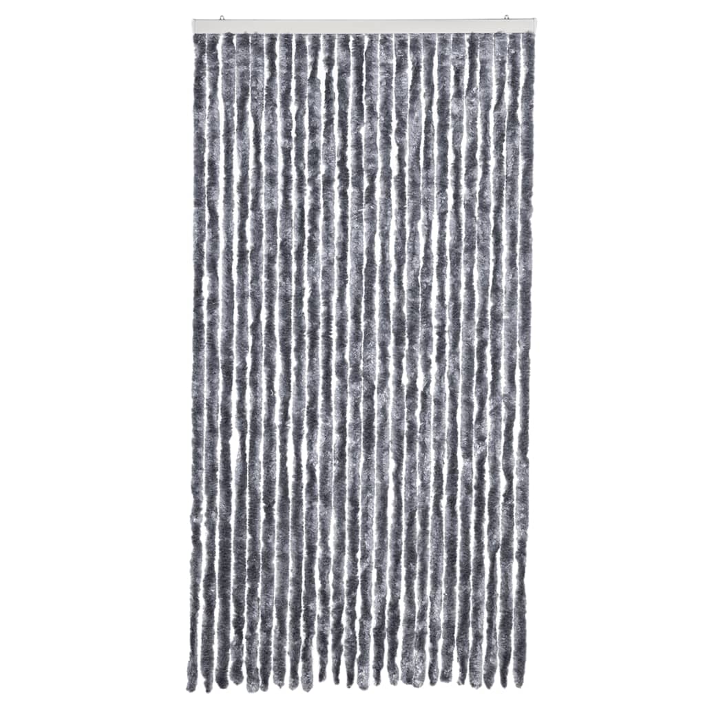 flueforhæng 100x230 cm chenille sølvfarvet - Image 3