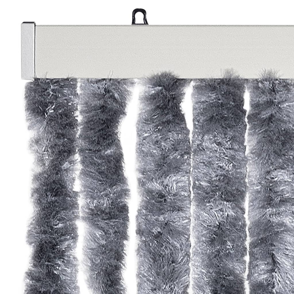 flueforhæng 100x230 cm chenille sølvfarvet - Image 4