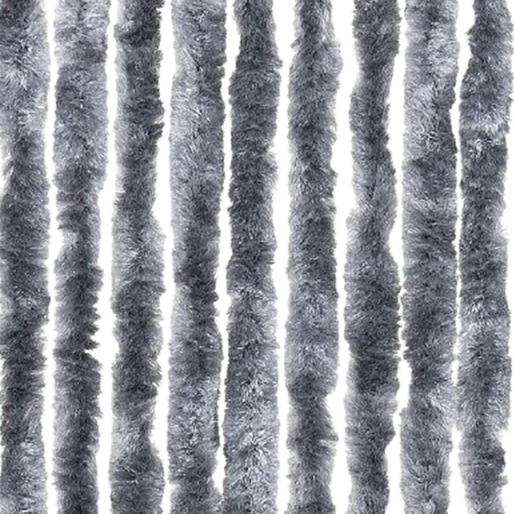 flueforhæng 100x230 cm chenille sølvfarvet - Image 5