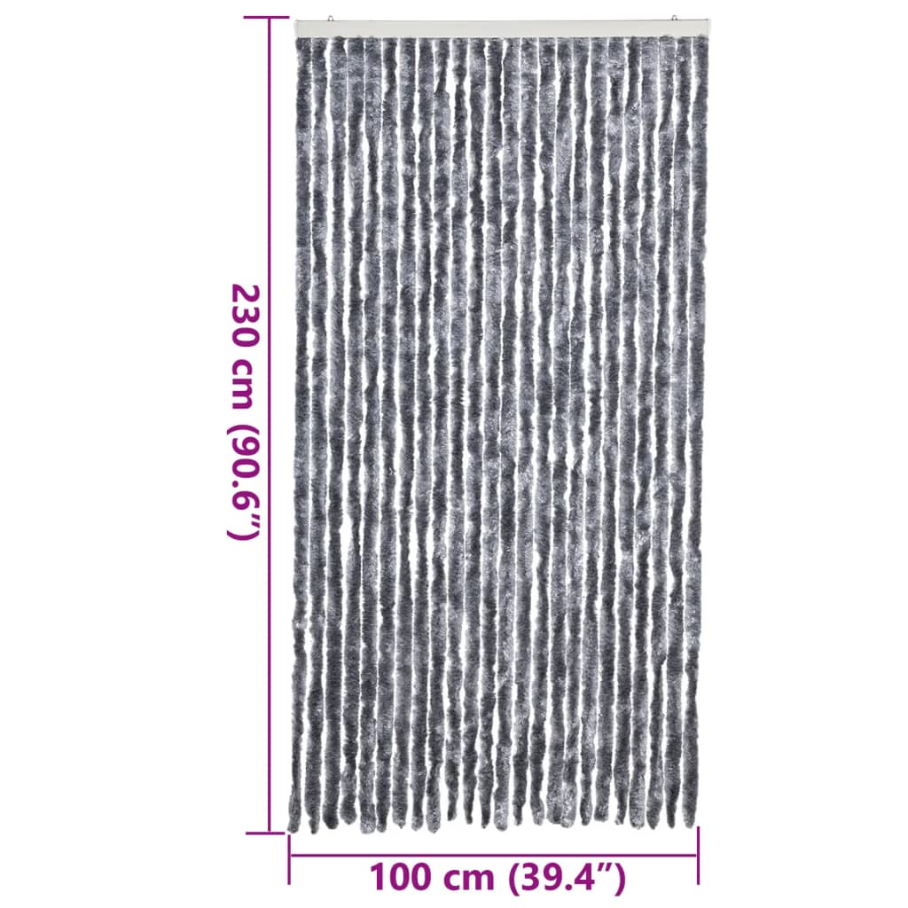 flueforhæng 100x230 cm chenille sølvfarvet - Image 7