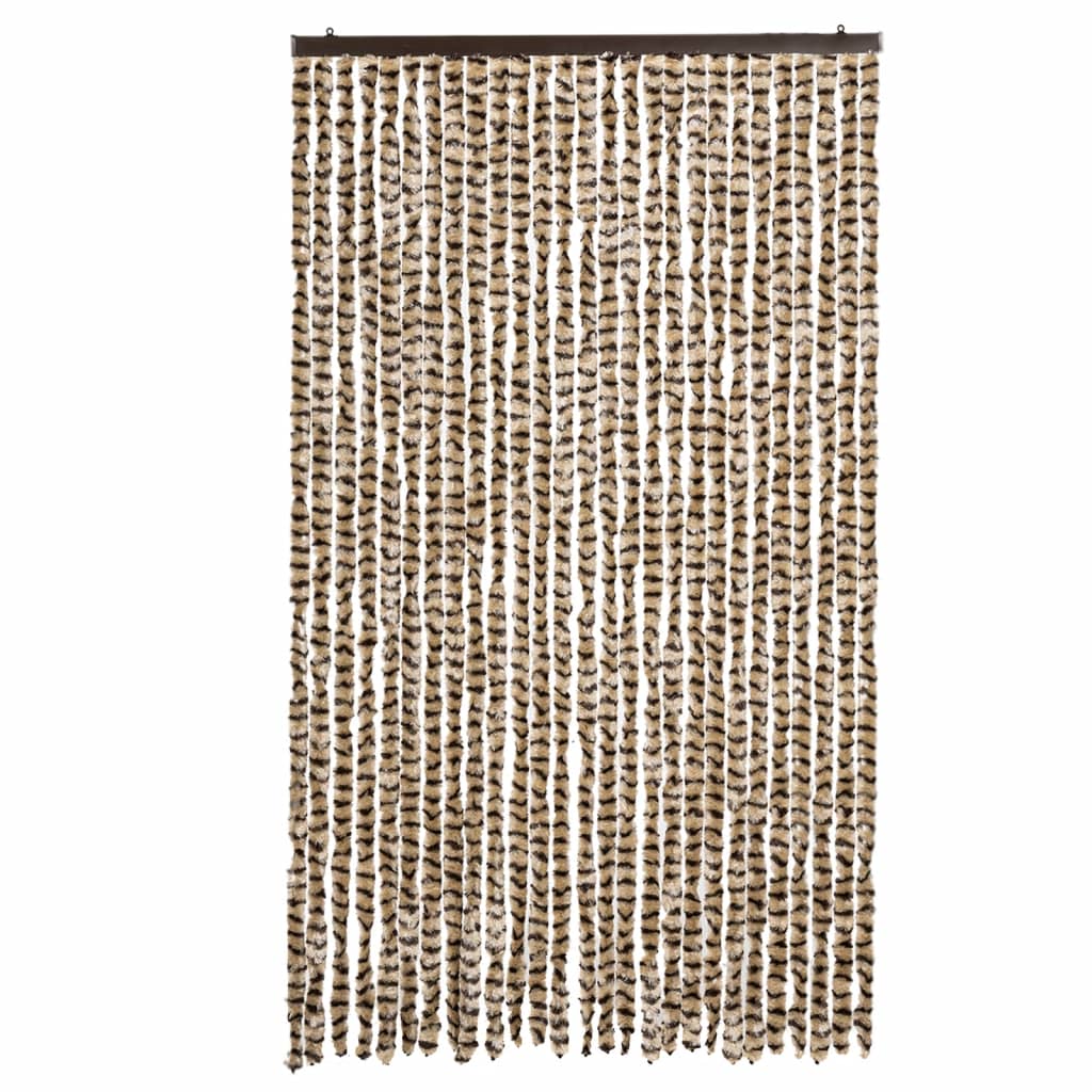 flueforhæng 118x220 cm chenille beige og brun - Image 3