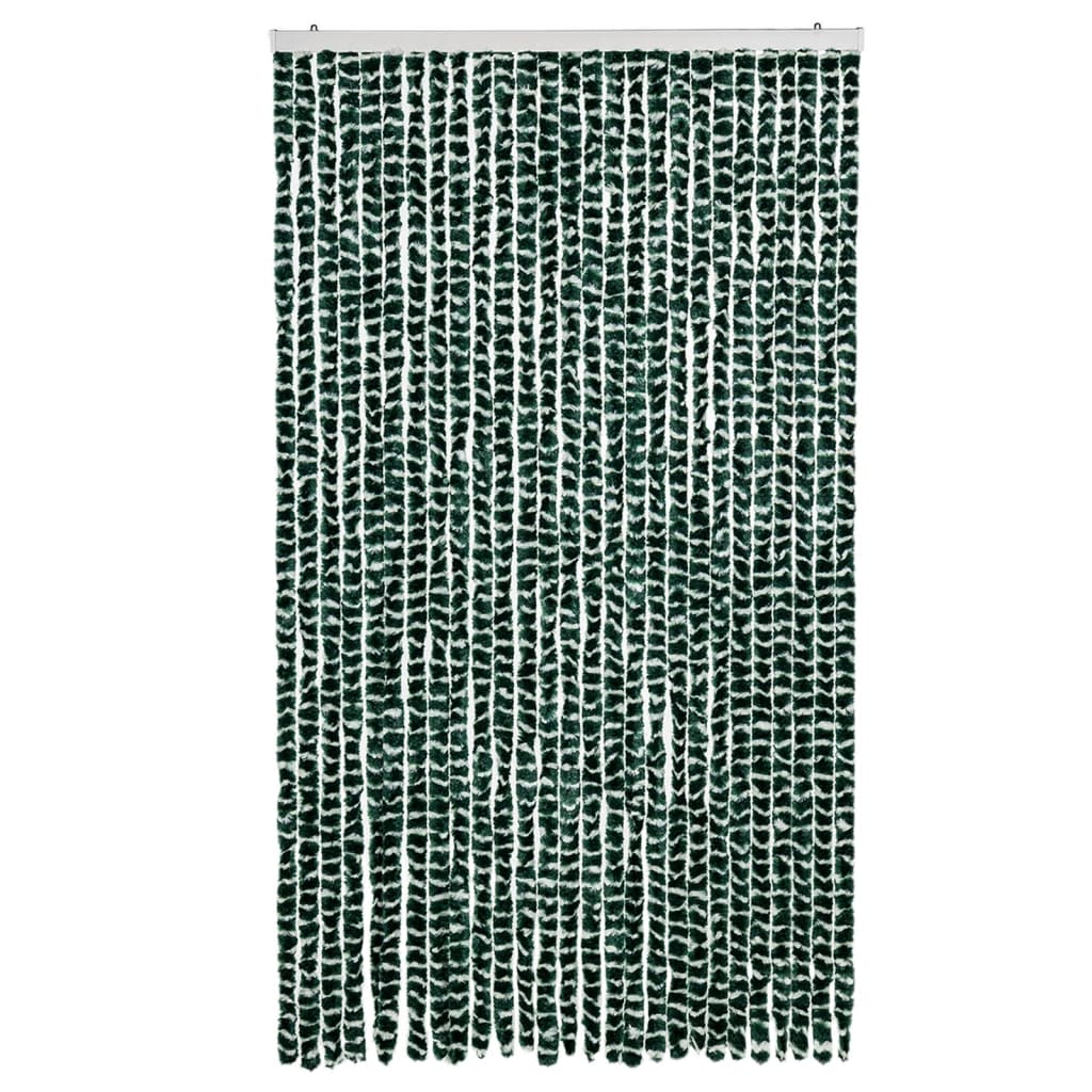 flueforhæng 118x220 cm chenille grøn og hvid - Image 3